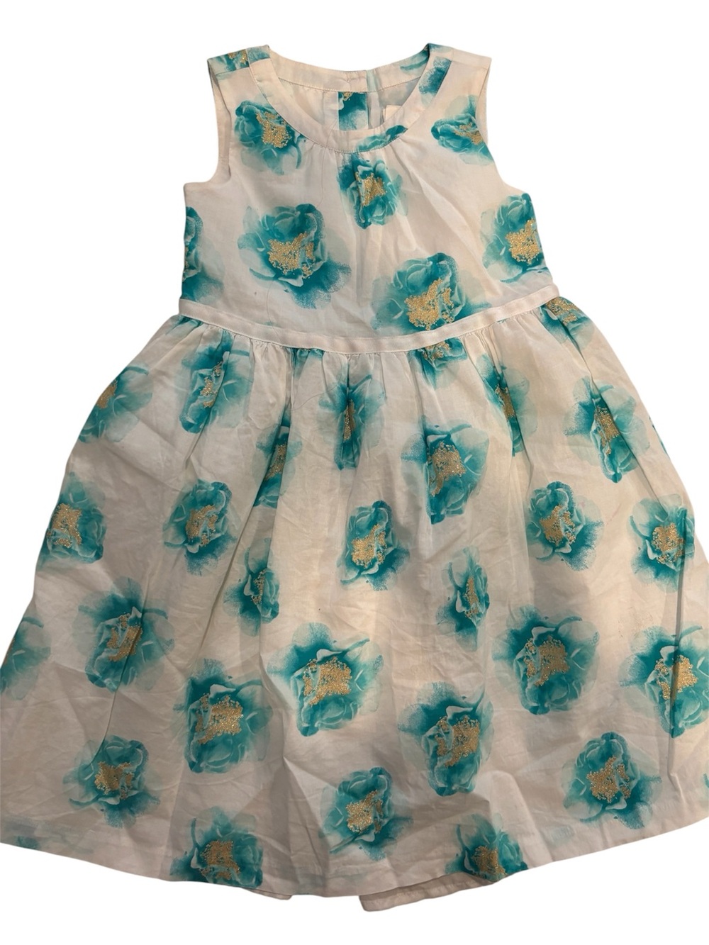 Crazy 8 White Dress with Teal Floral Print